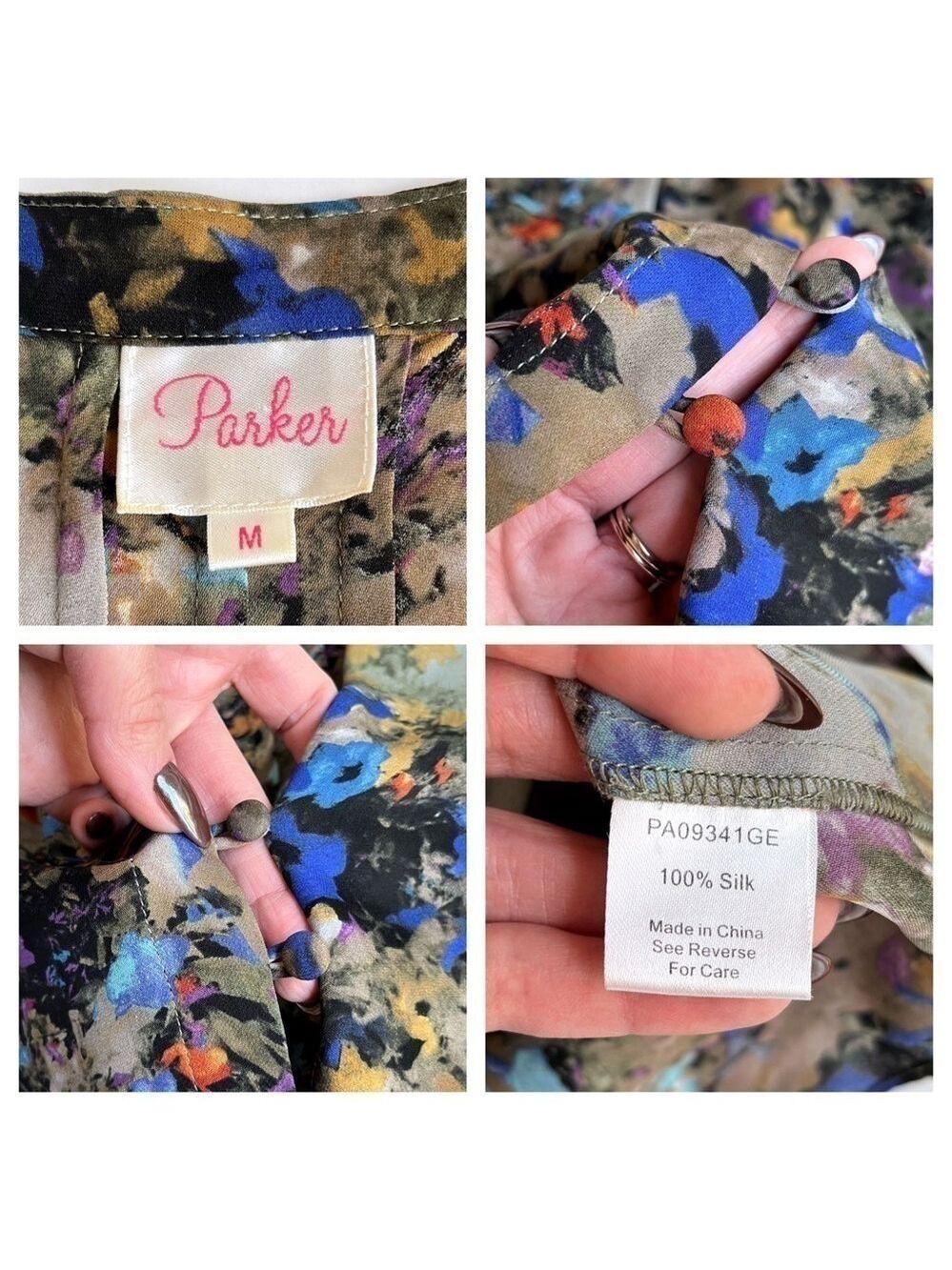 Parker Abstract Floral Print Silk Blouse - Picture 12 of 12
